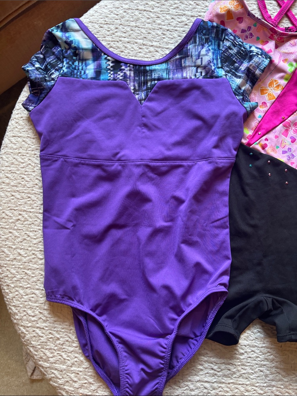 Girls Purple & Pink Gymnastics Leotards - Set of 3 - Picture 6 of 11
